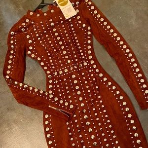 Oh Polly studded velvet dress